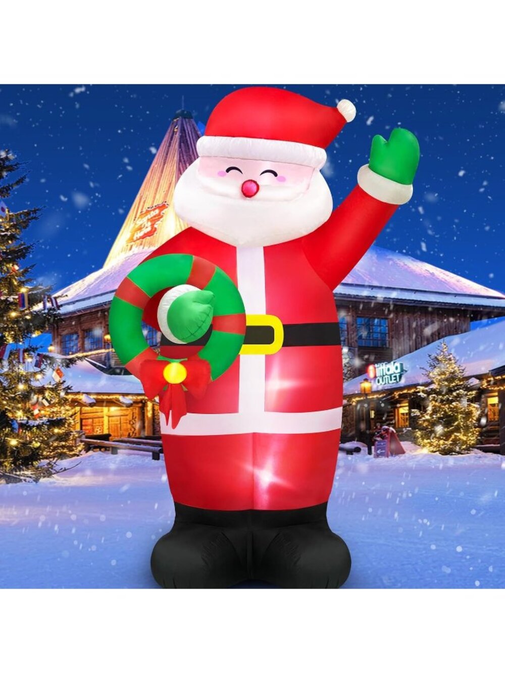 New 8FT Christmas Inflatable Santa Claus with Garland & LEDs for Yard Decor